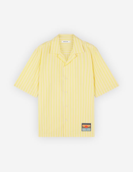메종 키츠네 Maison Kitsune RESORT SHIRT,Light yellow stripes