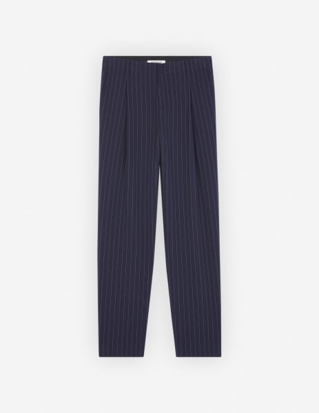 메종 키츠네 Maison Kitsune TAILORED PLEATED PANTS,Navy stripes