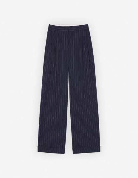 메종 키츠네 Maison Kitsune DOUBLE PLEATS PANTS,Navy stripes