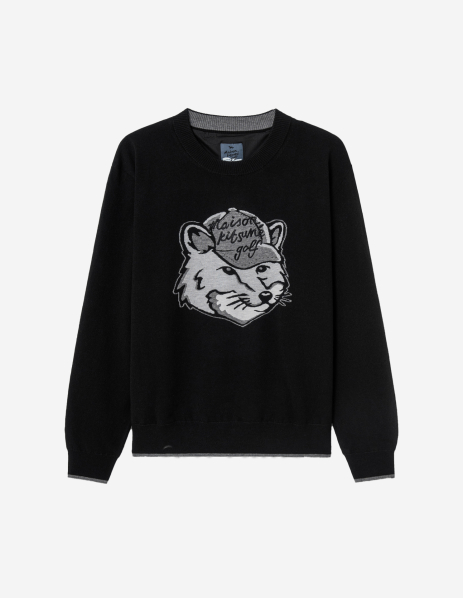 메종 키츠네 Maison Kitsune Men Fox Head Pullover Sweater,Black