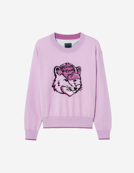 메종 키츠네 Maison Kitsune Women Fox Head Pullover Sweater,Lilac pink