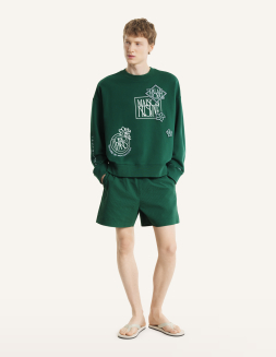 古着 MAISON KITSUNE メゾンキツネ 総柄 長袖 トレーナー S グリーン系 裏起毛 メンズ メンズ アイテム セレクション | メゾン キツネ(Maison Kitsuné) 公式