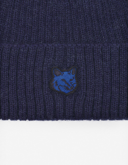 BOLD FOX HEAD PATCH RIBBED BEANIE | Maison Kitsuné