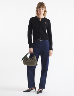 メゾン キツネ ダブルフォックスヘッド パッチ Rネック カーディガン