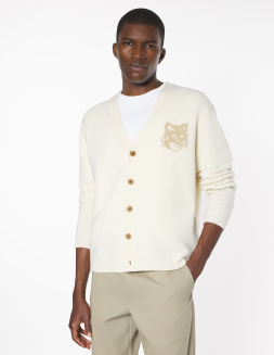 FOX HEAD WOOL RIBBED CARDIGAN | Maison Kitsuné