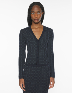 FOX HEAD LAMBSWOOL FITTED CARDIGAN | Maison Kitsuné