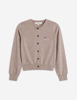 メゾン キツネ ダブルフォックスヘッド パッチ Rネック カーディガン