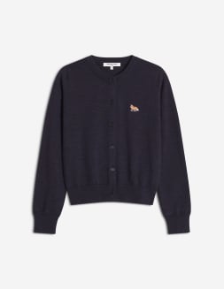 メゾン キツネ ダブルフォックスヘッド パッチ Rネック カーディガン