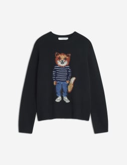【美品】メゾンキツネ　ニット　ネイビー　ペア MAISON KITSUNE メゾンキツネ ハーフジップニット/BOLD FOX HEAD PATCH