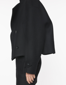 【ほぼ新品】Maison Kitsune WRAP COAT Maison Kitsune Green and Black Bifabric Wrap Coat Maison Kitsune