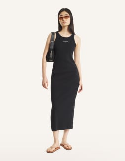 strapless open back dress Sleeveless Ribbed Tank Midi Dress Sage / Large main image 1
