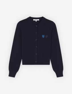 Maison Kitsuné embroidered-logo wool cardigan - Blue