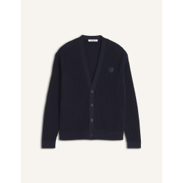 FOX HEAD COTTON RIBBED CARDIGAN | Maison Kitsuné