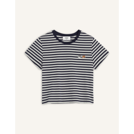 DOUBLE FOX HEAD STRIPES BABY TEE-SHIRT | Maison Kitsuné