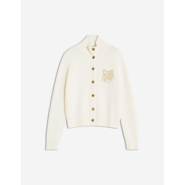 FOX HEAD INTARSIA MERINO HIGH NECK CARDIGAN | Maison Kitsuné