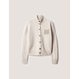 FOX HEAD INTARSIA MERINO HIGH NECK CARDIGAN | Maison Kitsuné