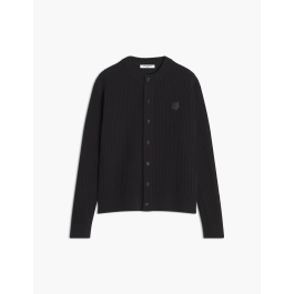 FOX HEAD WOOL RIBBED CARDIGAN | Maison Kitsuné