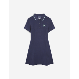 Maison Kitsuné logo-appliqué striped polo dress - Blue