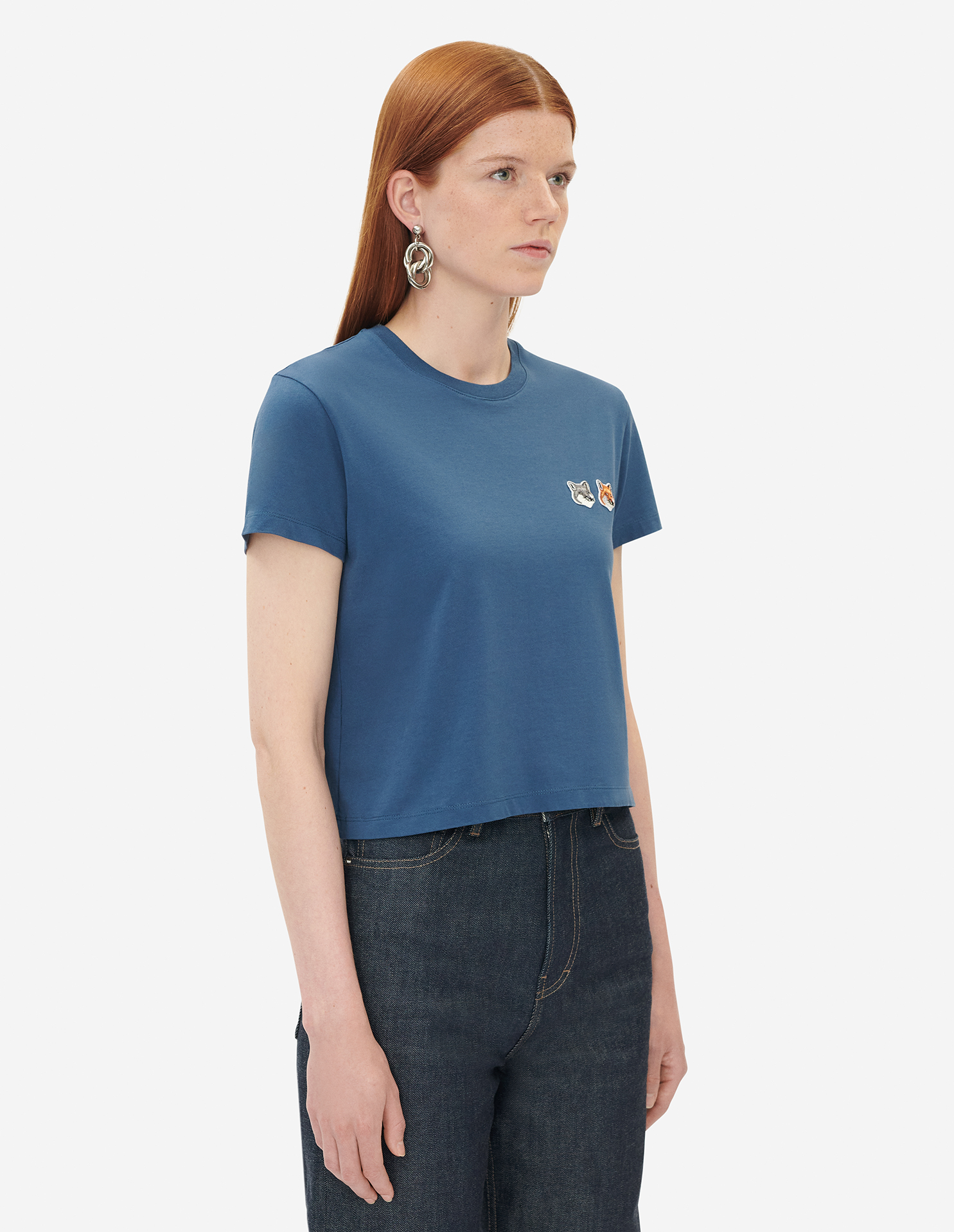 DOUBLE FOX HEAD PATCH CROPPED TEE-SHIRT