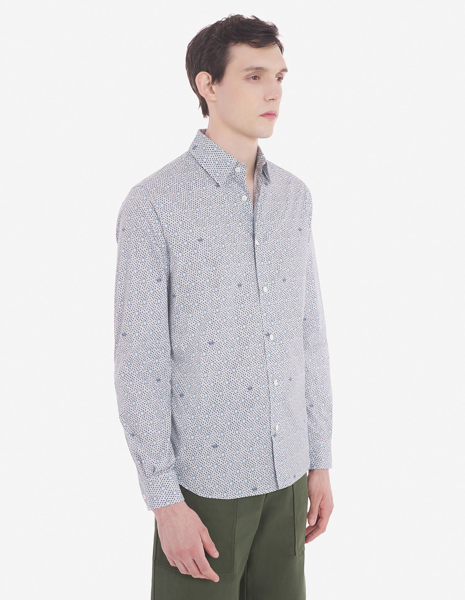 CLASSIC SHIRT IN SHIELD PRINTED COTTON | Maison Kitsuné