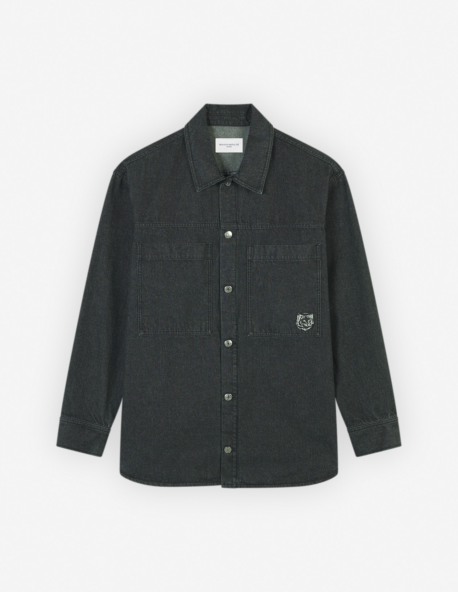 WORKWEAR OVERSHIRT IN WASHED DENIM WITH FOX HEAD PACH-