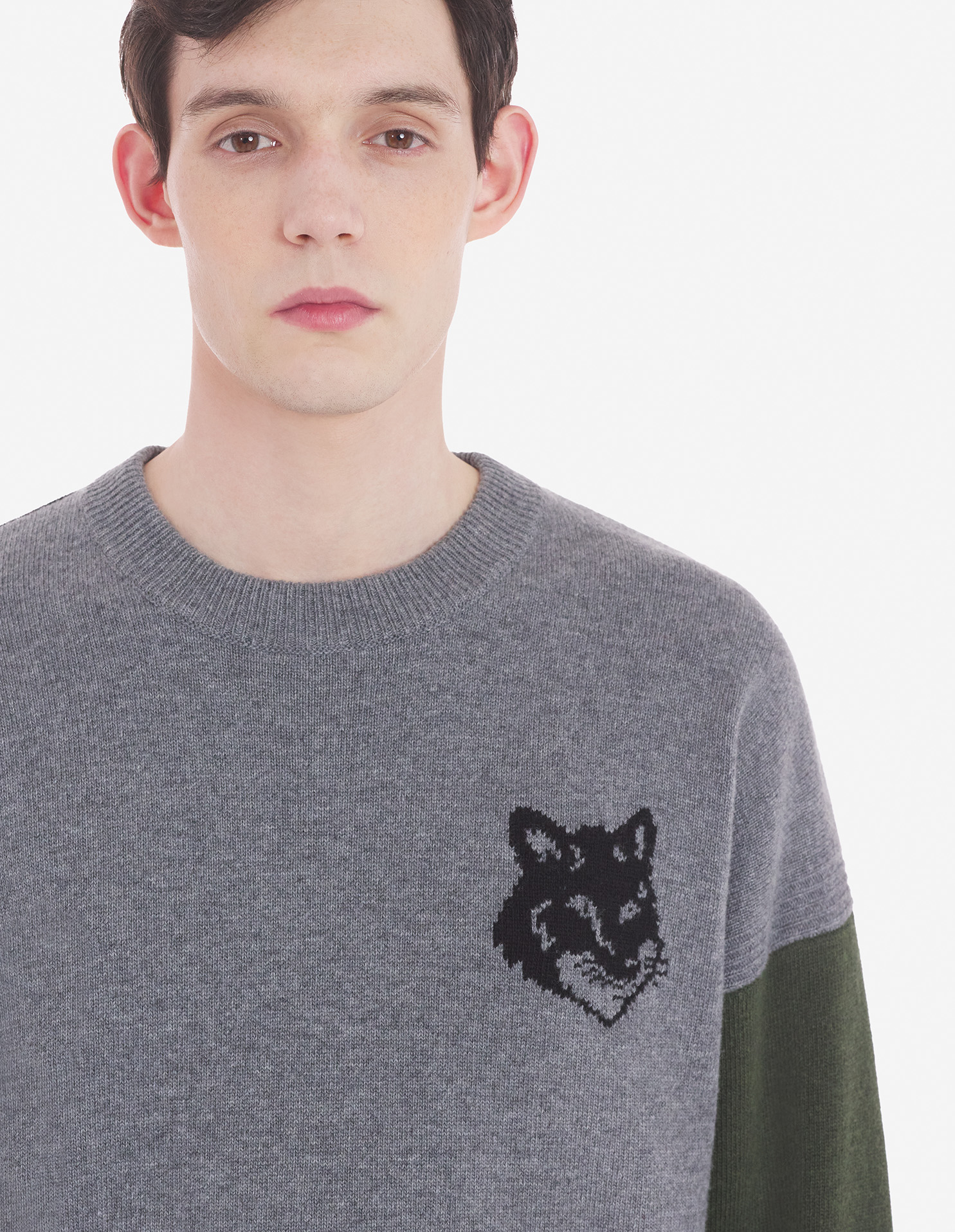 FOX HEAD INTARSIA COMFORT JUMPER IN COLOUR BLOCK