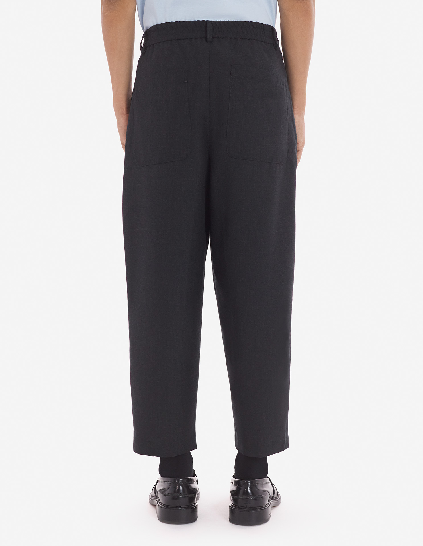 CROPPED PLEATED TAILORED PANTS IN LIGHT FLUID TECH Maison Kitsuné