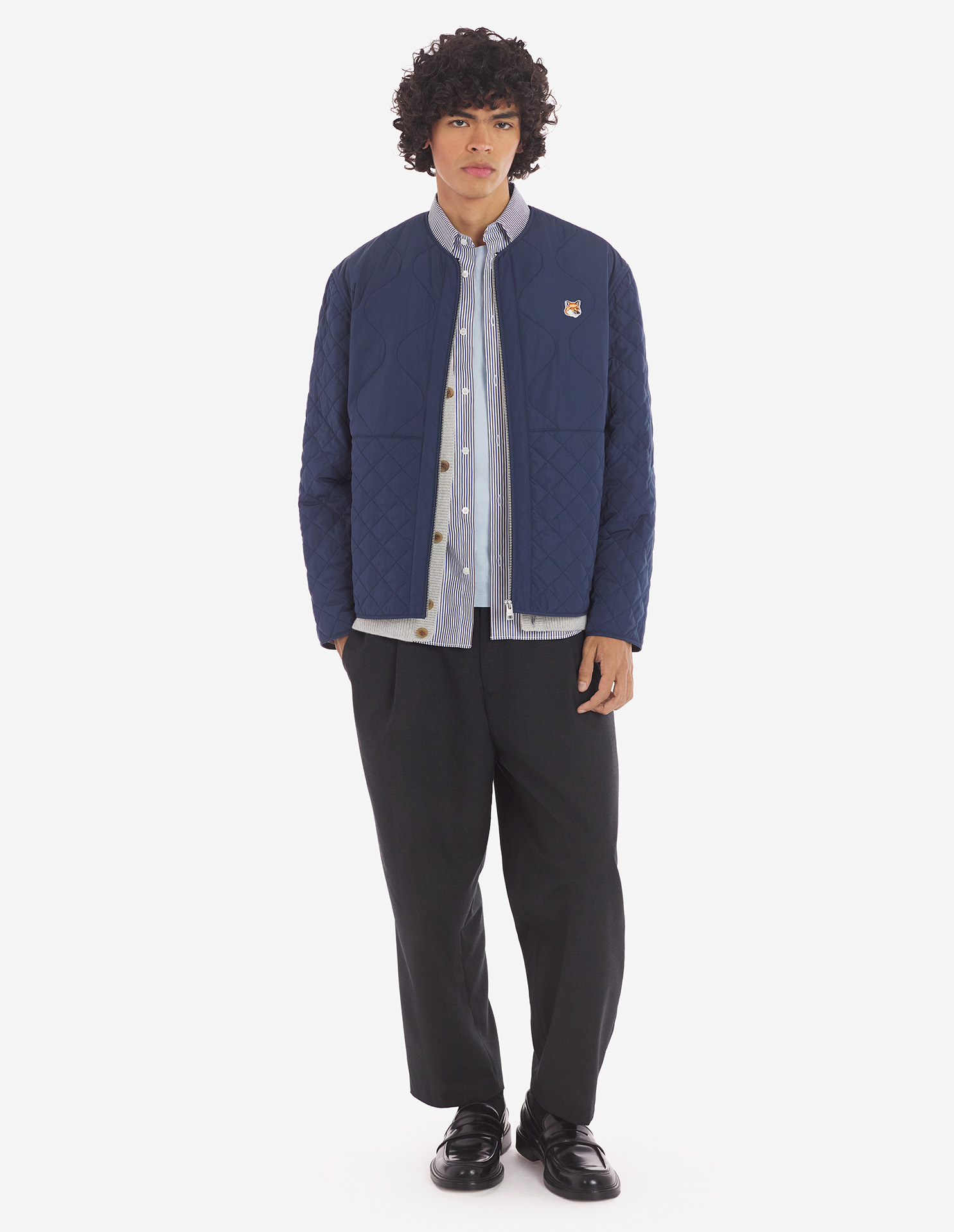 QUILTED BLOUSON IN NYLON WITH INSTITUTIONAL FOX HE | Maison Kitsuné