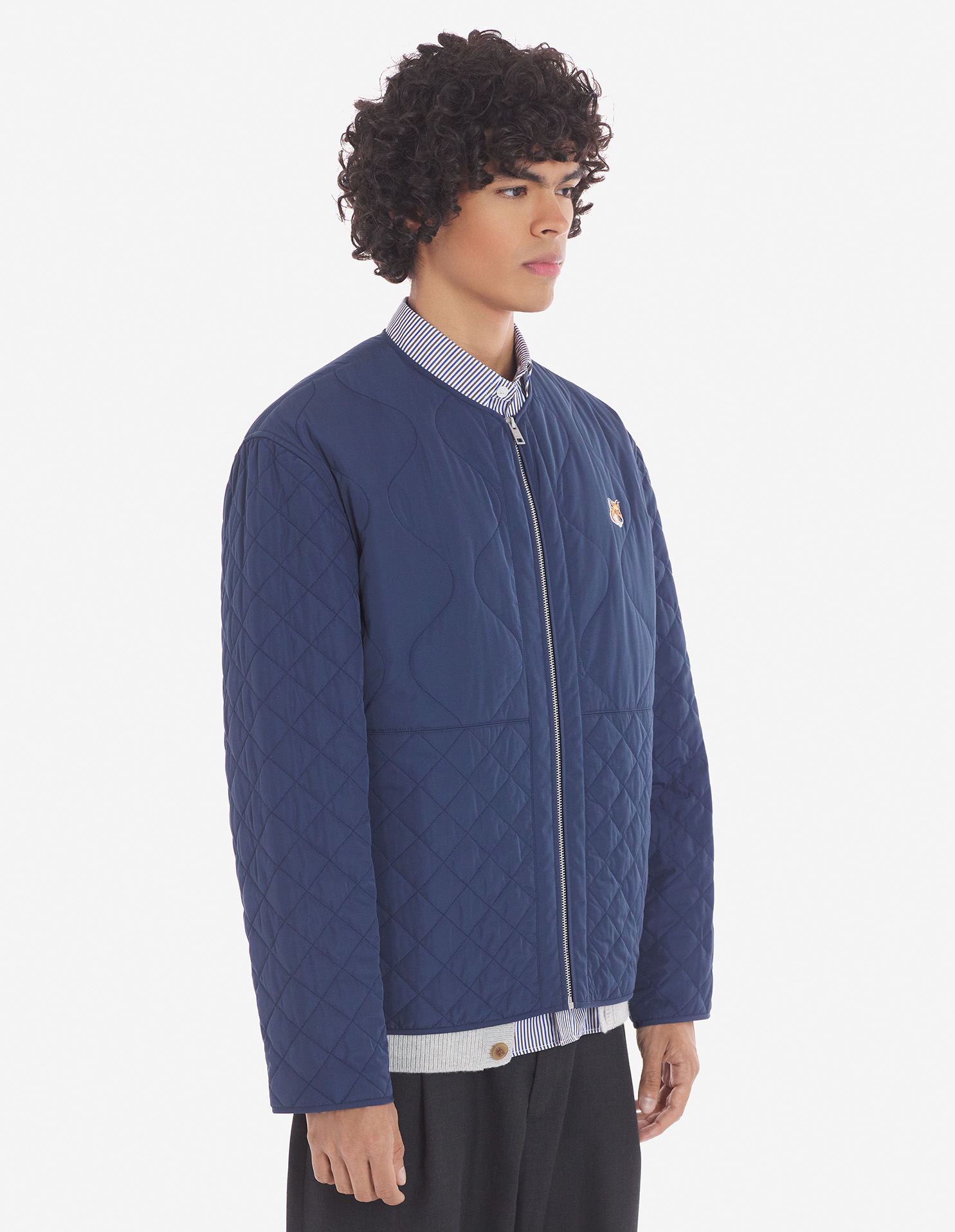 QUILTED BLOUSON IN NYLON WITH INSTITUTIONAL FOX HE | Maison Kitsuné