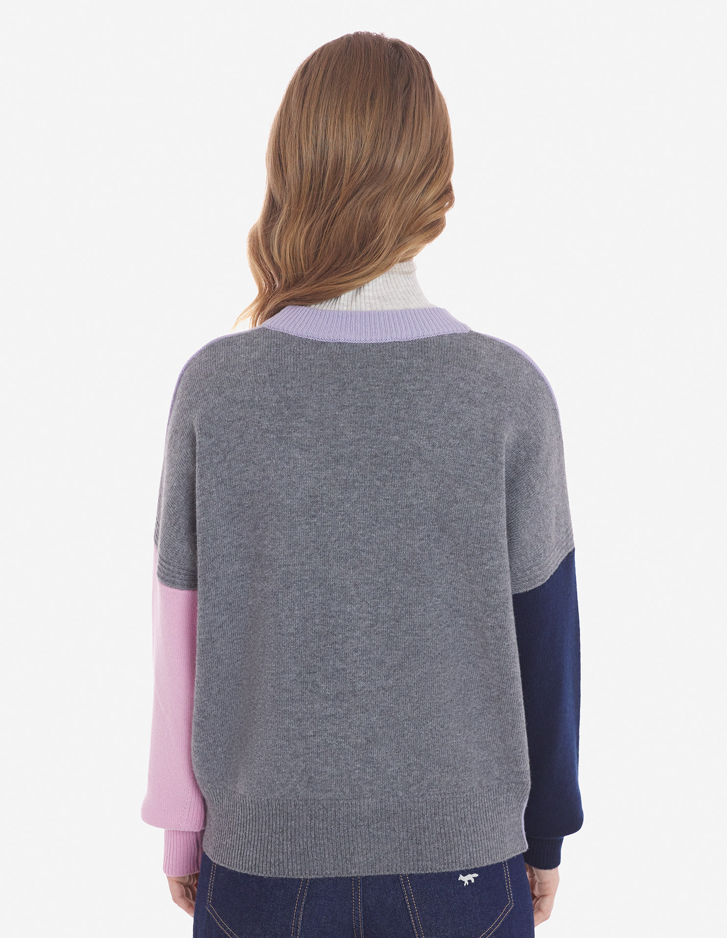 FOX HEAD INTARSIA COMFORT JUMPER IN COLOUR BLOCK | Maison Kitsuné