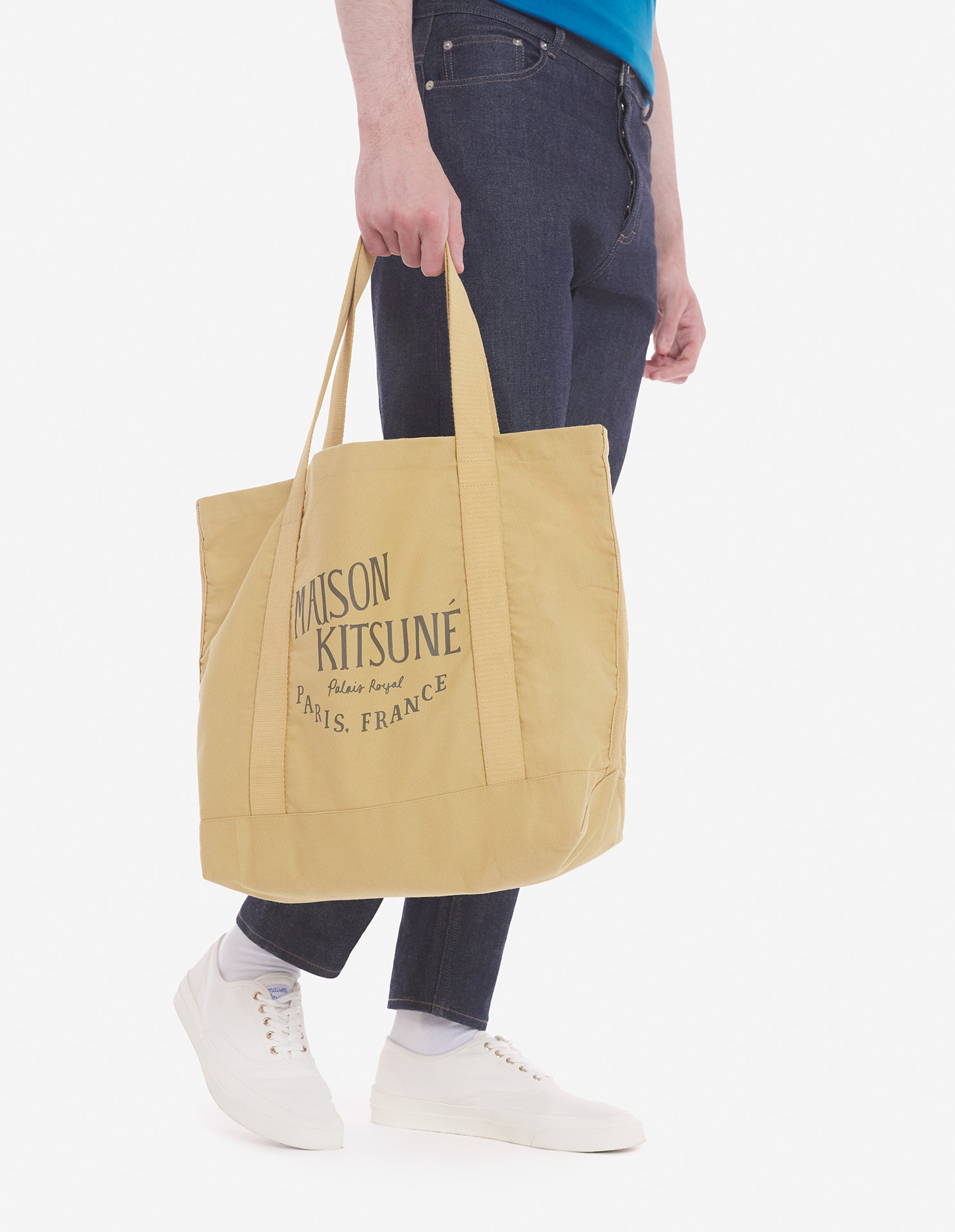 MAISON KITSUNÉ Palais Royal Logo-Print Cotton-Canvas Tote Bag for