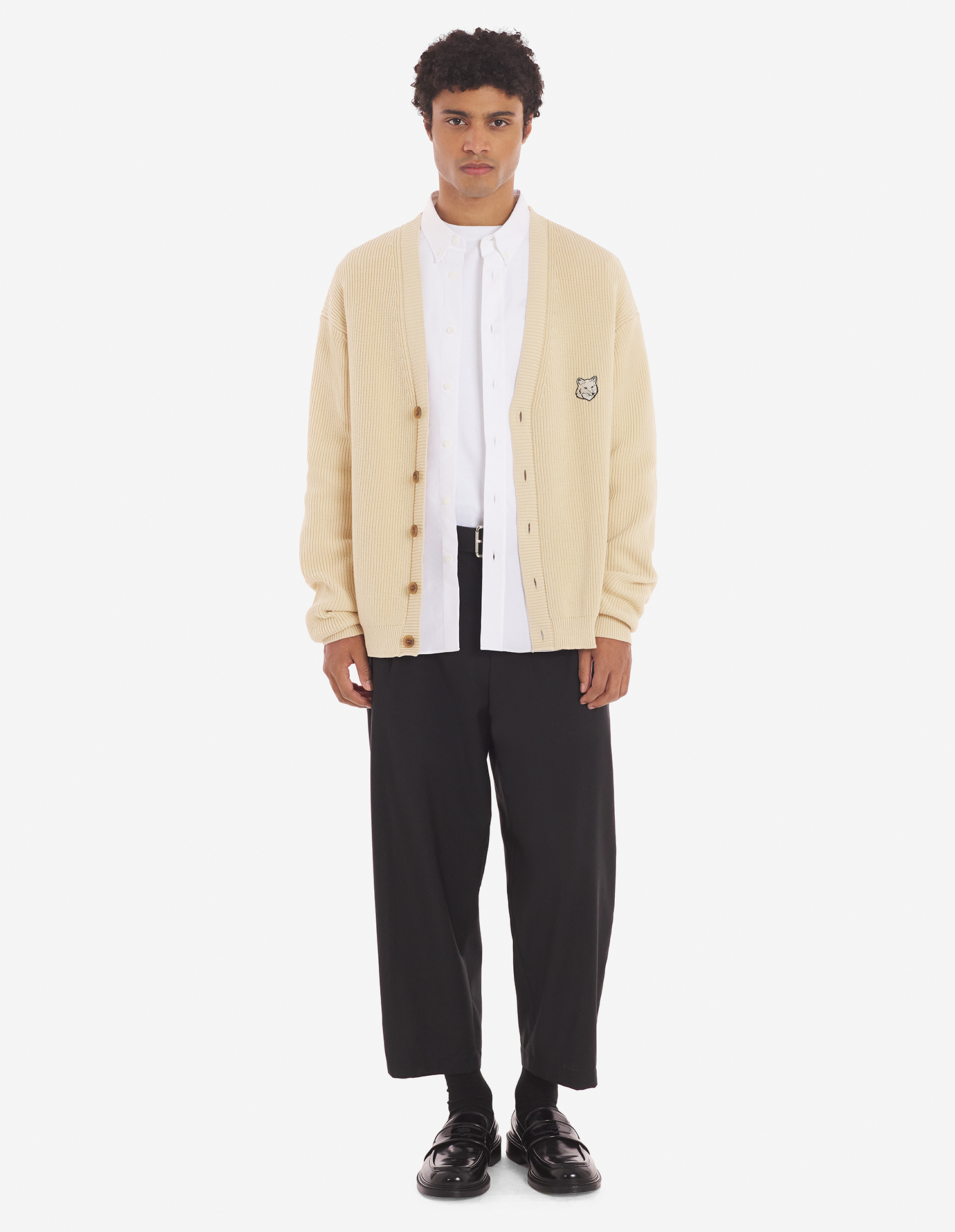 BOLD FOX HEAD PATCH COMFORT RIBBED CARDIGAN | Maison Kitsuné