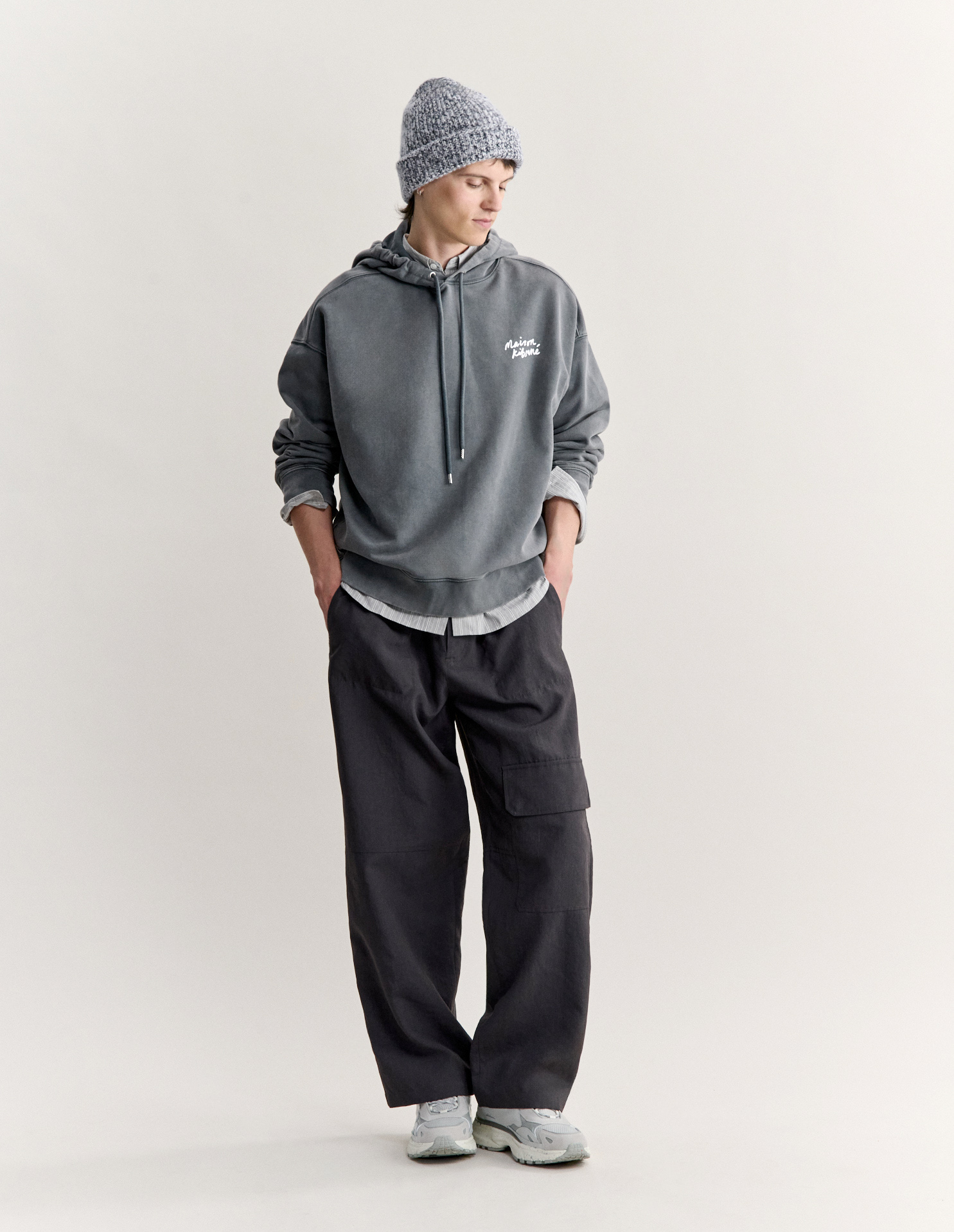 MAISON KITSUNE HANDWRITING FADED OVERSIZE HOODIE