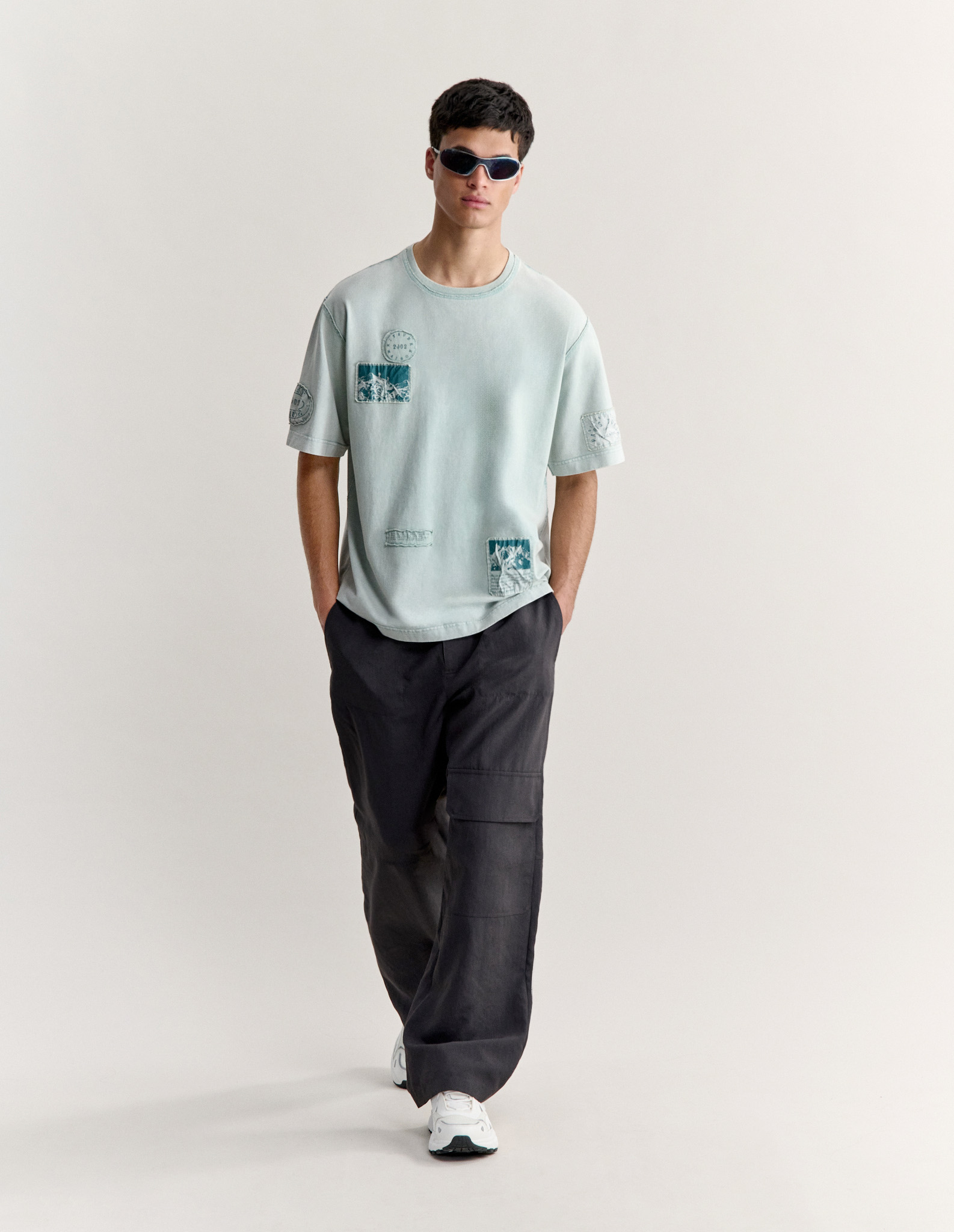 SHADOW PRINT FADED OVERSIZE TEE-SHIRT