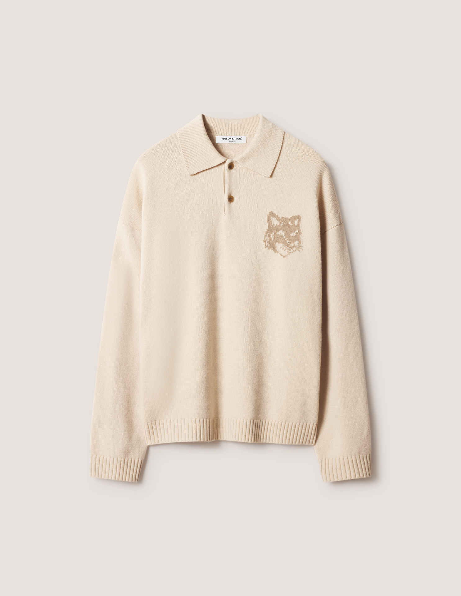 FOX HEAD INTARSIA MERINO POLO JUMPER