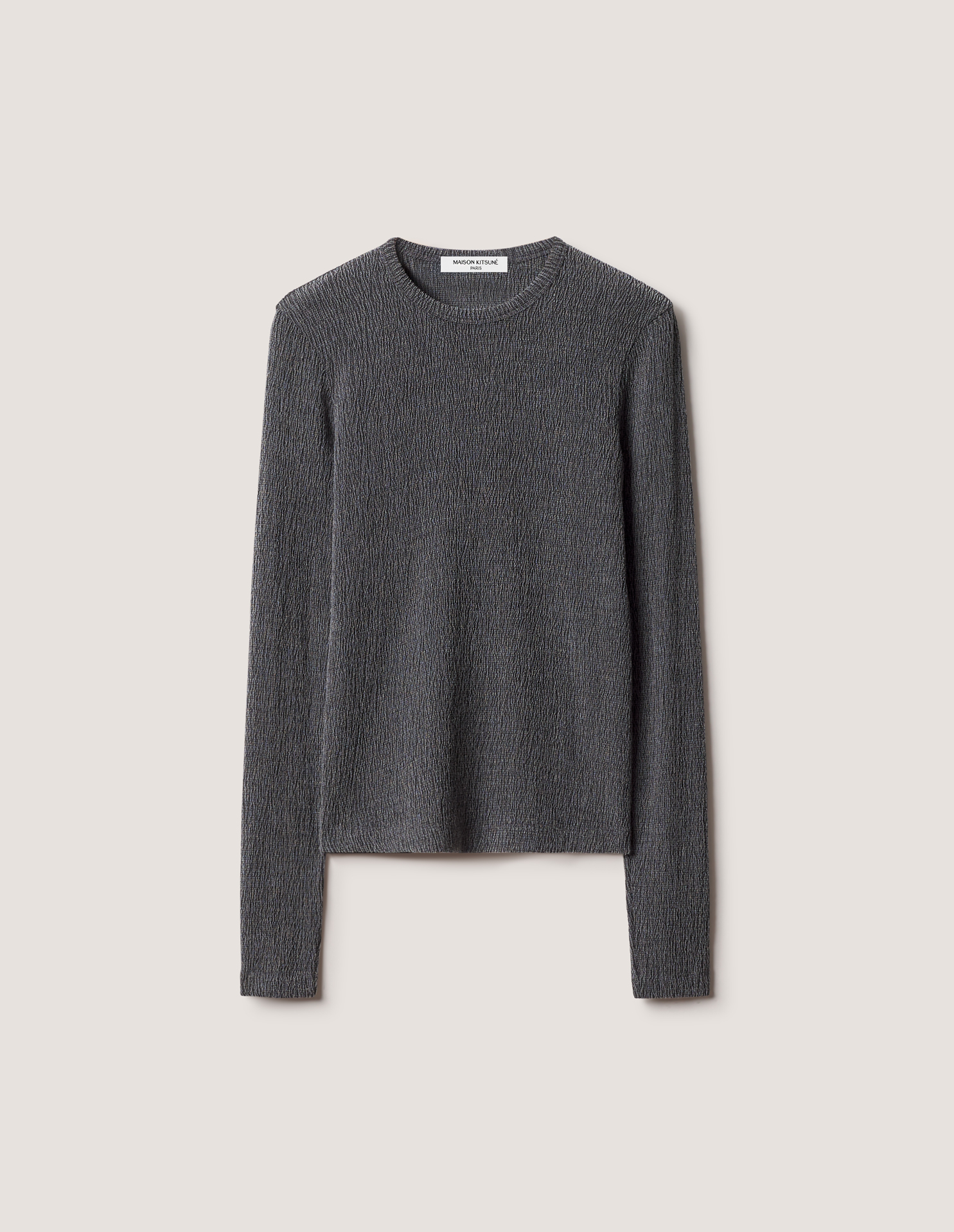 SMOCKED JERSEY LONG SLEEVE TOP