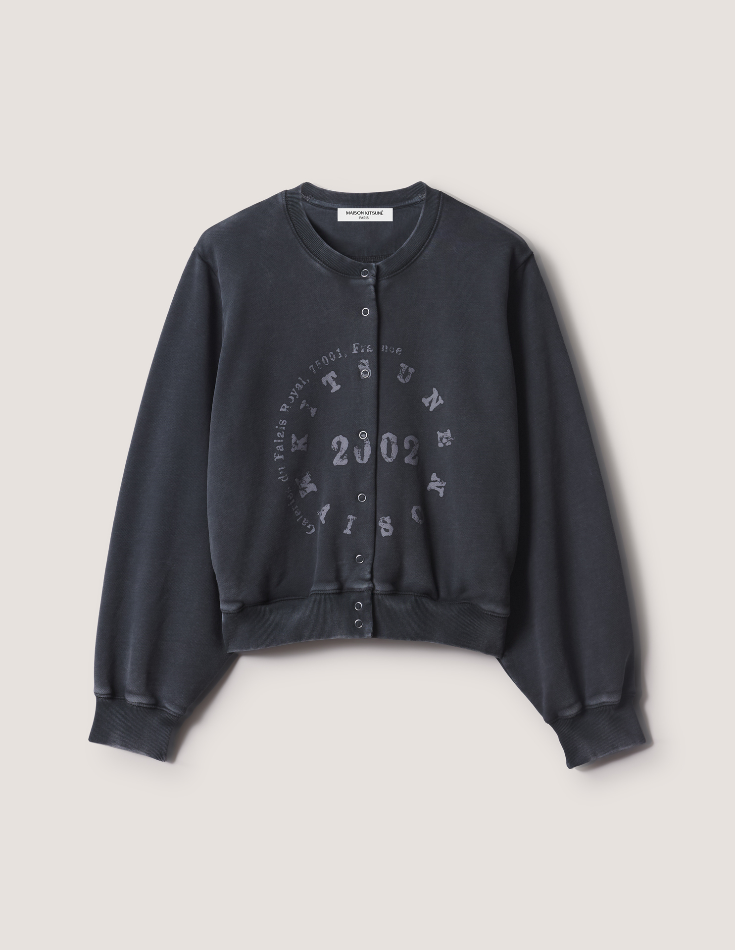 CIRCLE STAMP FADED FLEECE CARDIGAN