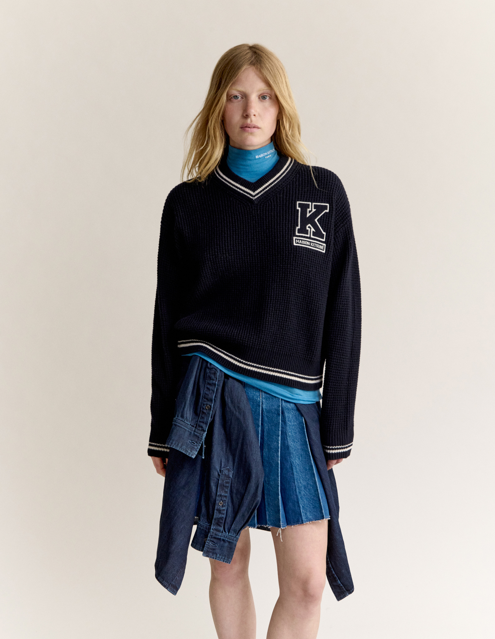 COLLEGE WAFFLE WOOL JUMPER