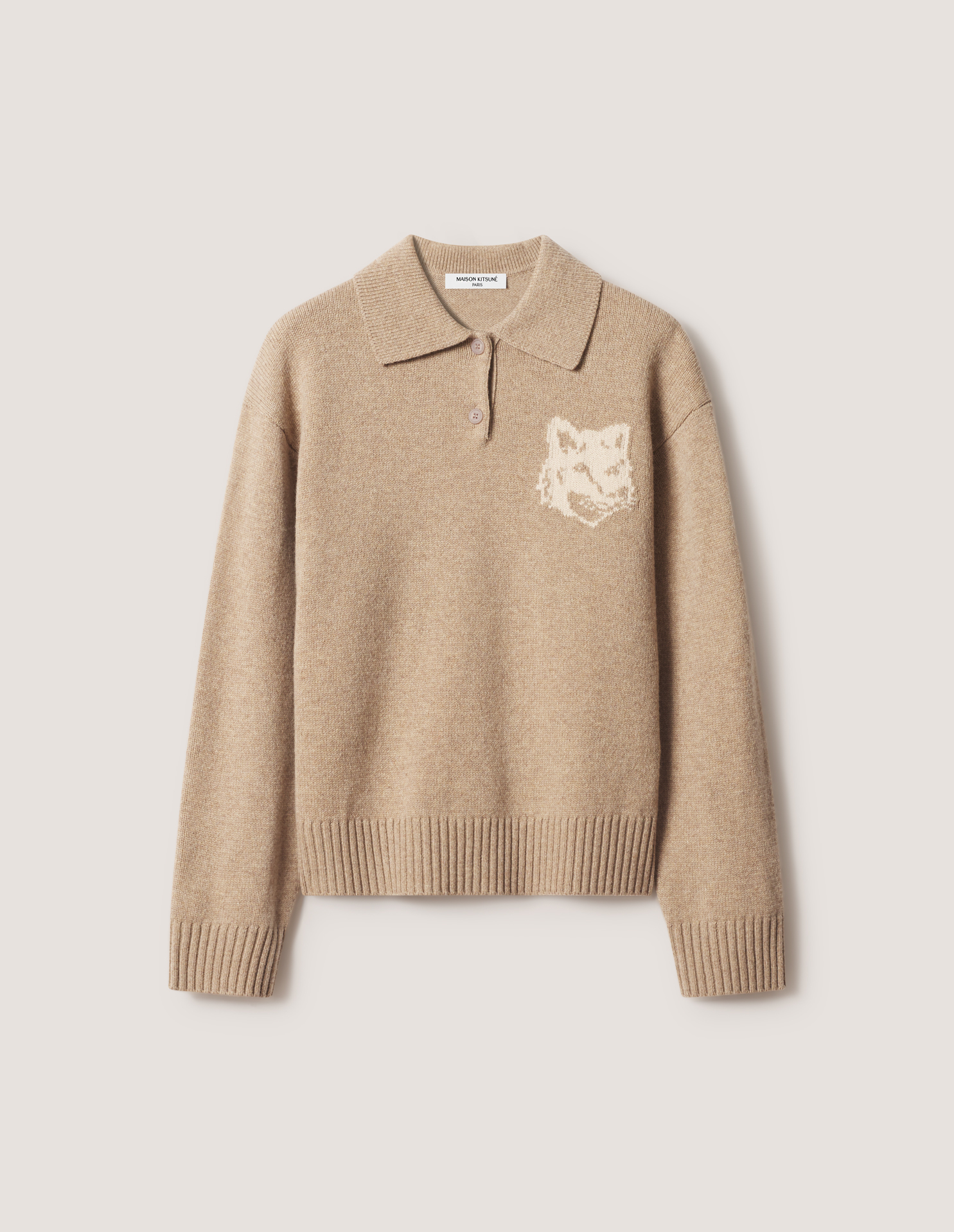 FOX HEAD INTARSIA MERINO POLO JUMPER