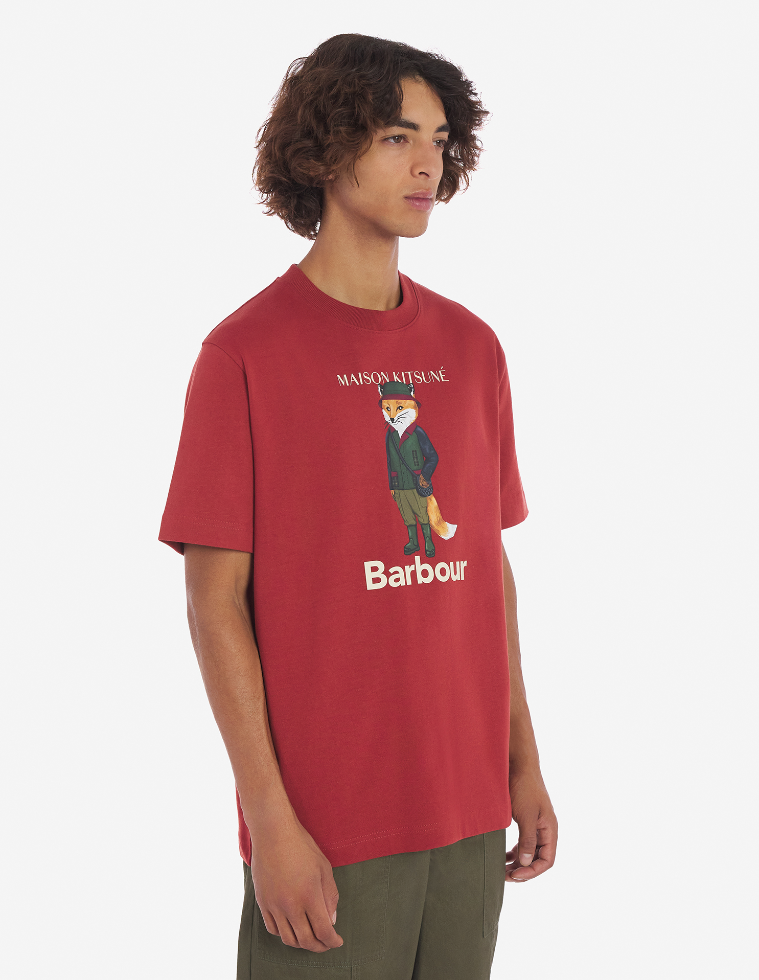 メゾン キツネ X BARBOUR ビューフォート フォックス Tシャツ M