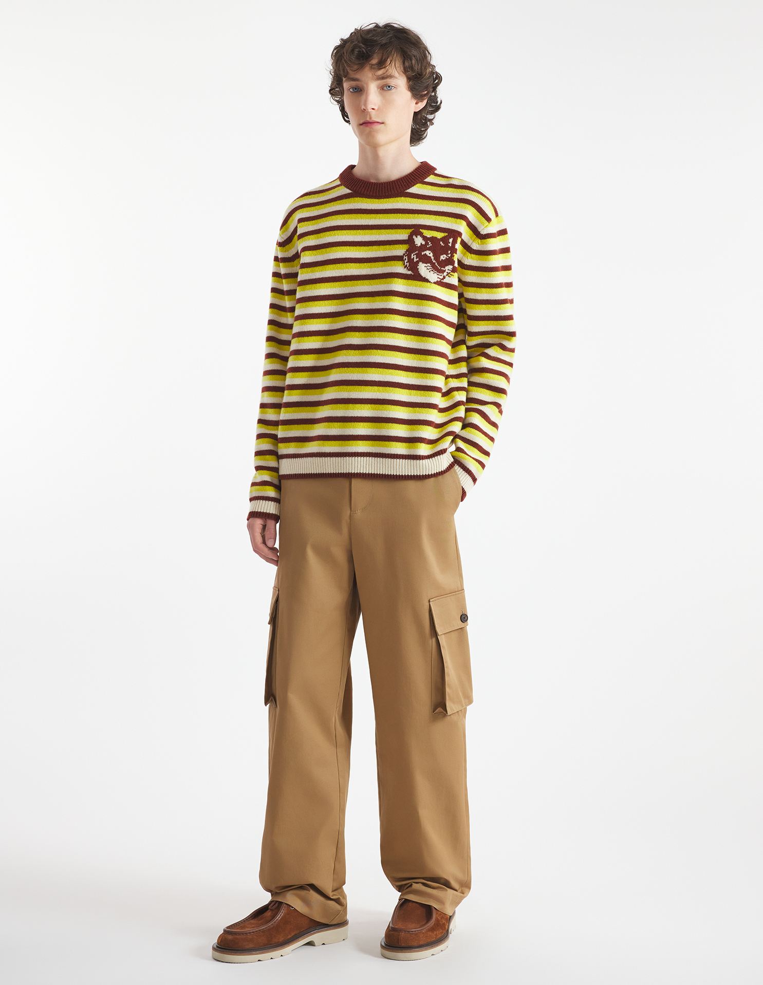 FOX HEAD INTARSIA STRIPED COMFORT JUMPER