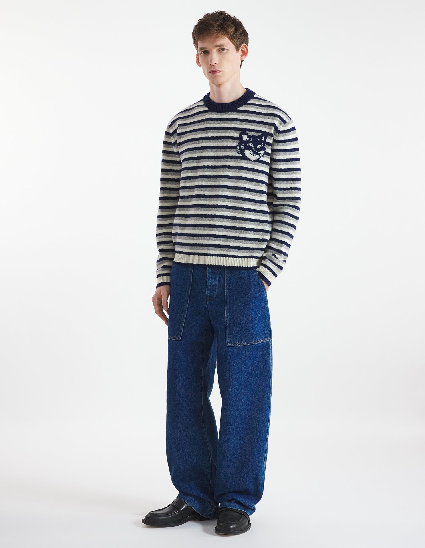 FOX HEAD INTARSIA STRIPED COMFORT JUMPER