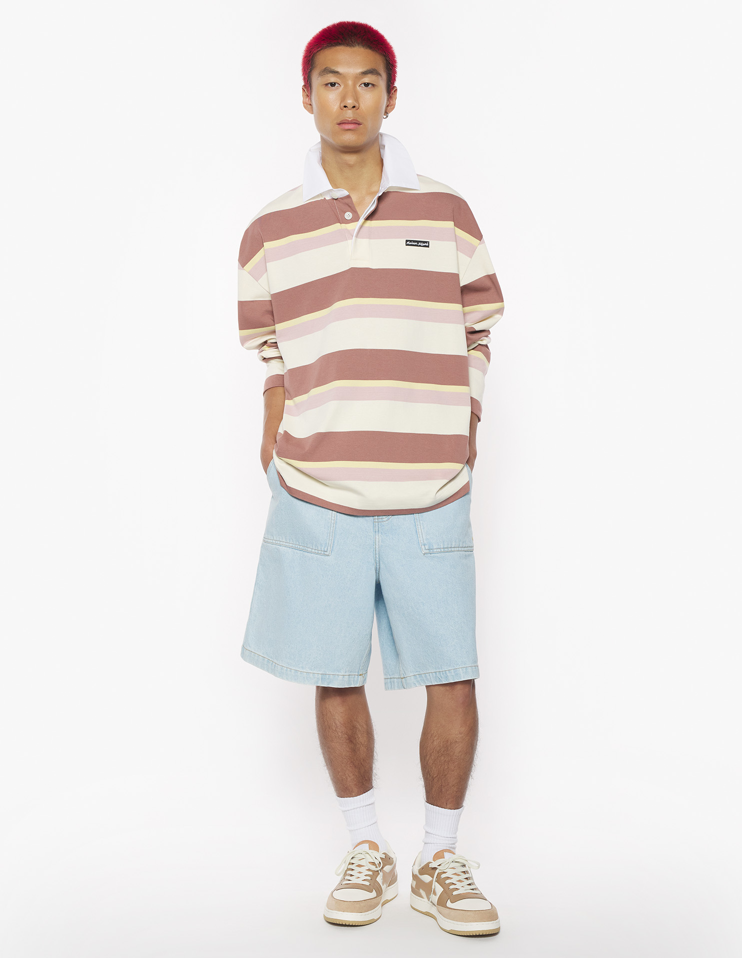 STRIPED LS OVERSIZE POLO