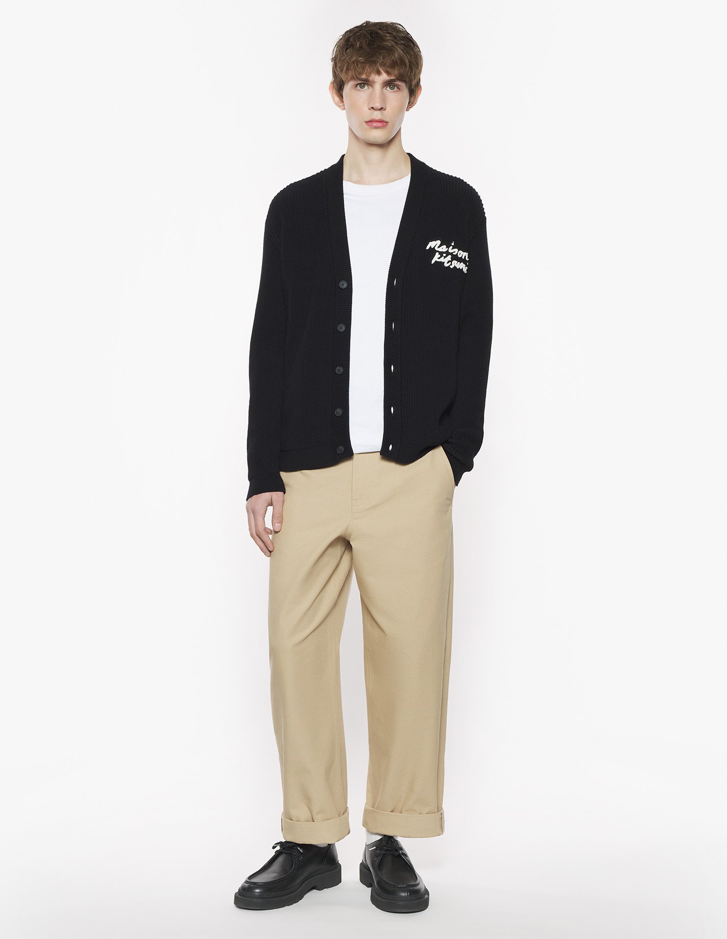 MAISON KITSUNE HANDWRITING COMFORT RIBBED CARDIGAN