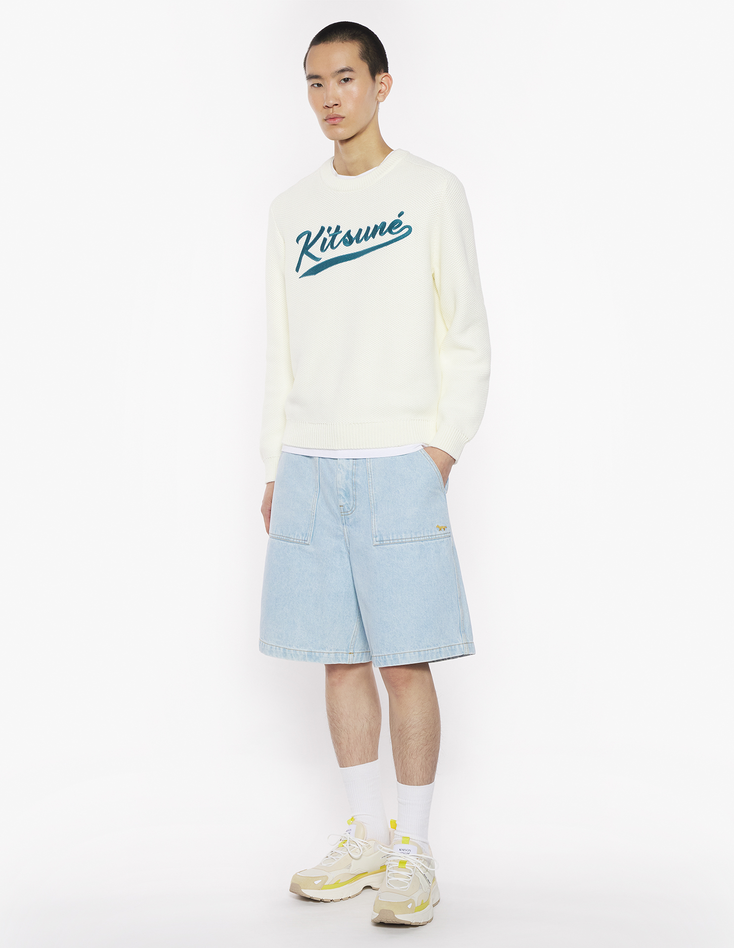 KITSUNE VARSITY EMBROIDERED MESH JUMPER