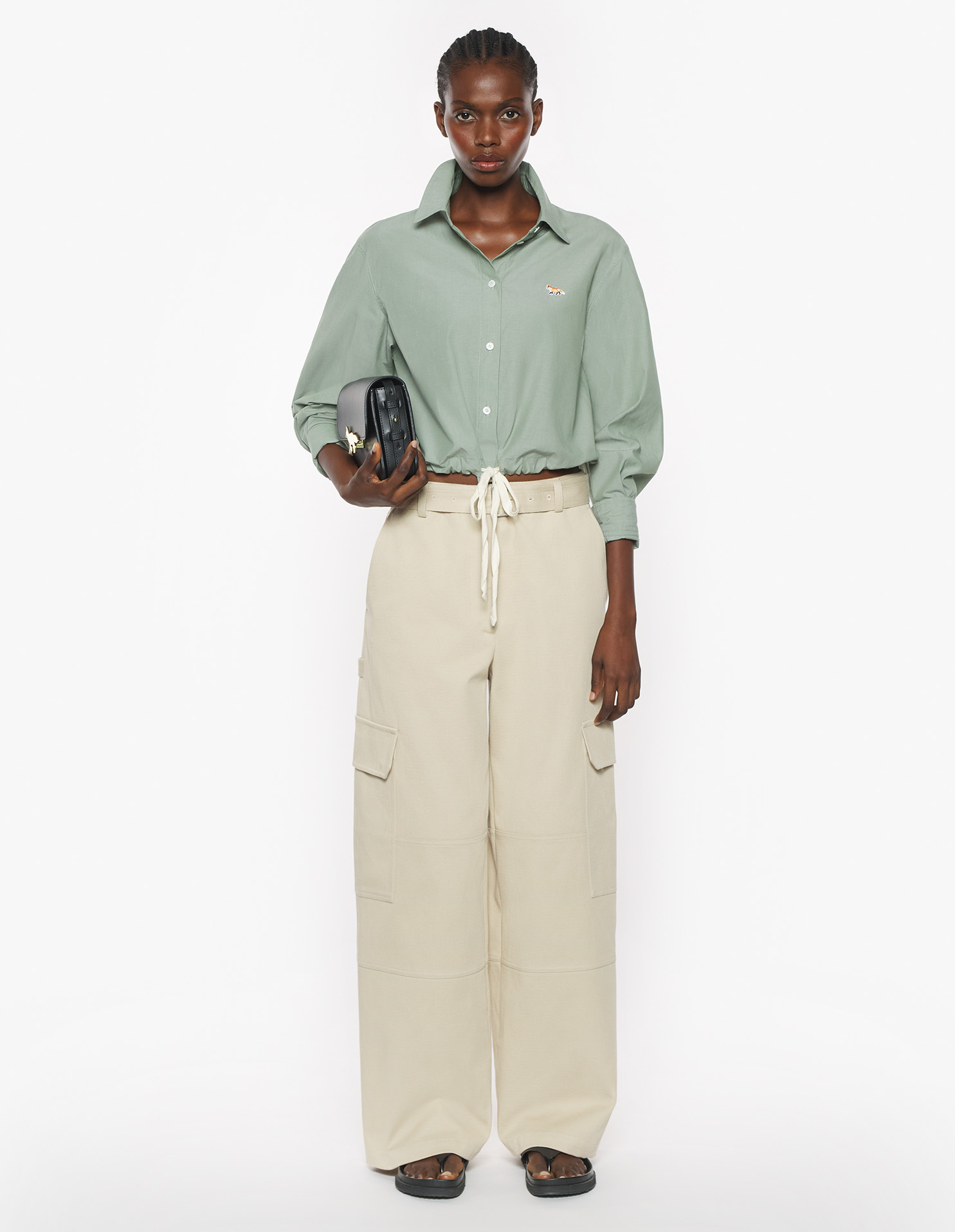 DRAWSTRING CROPPED SHIRT