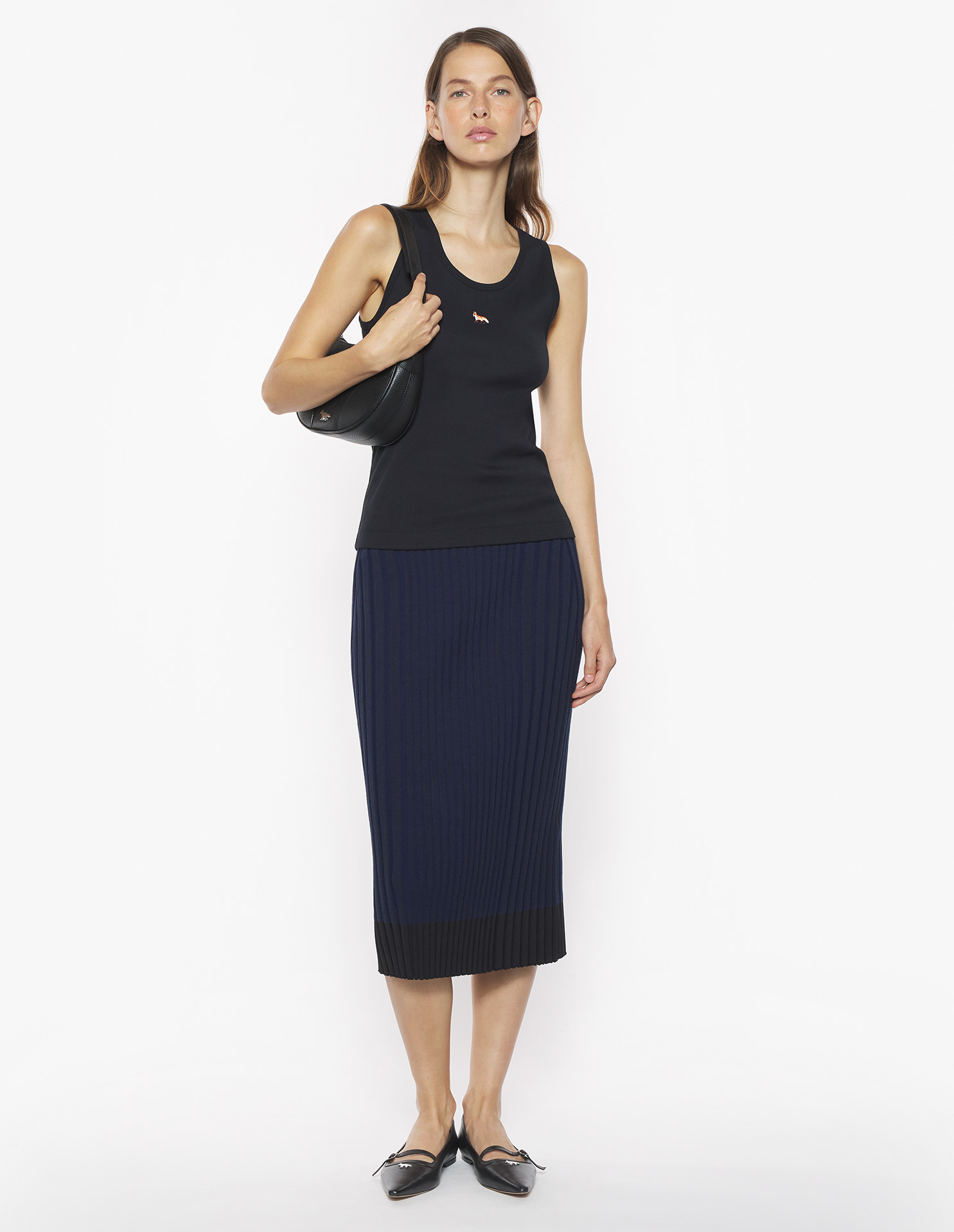 BABY FOX PATCH RIBBED MIDI SKIRT