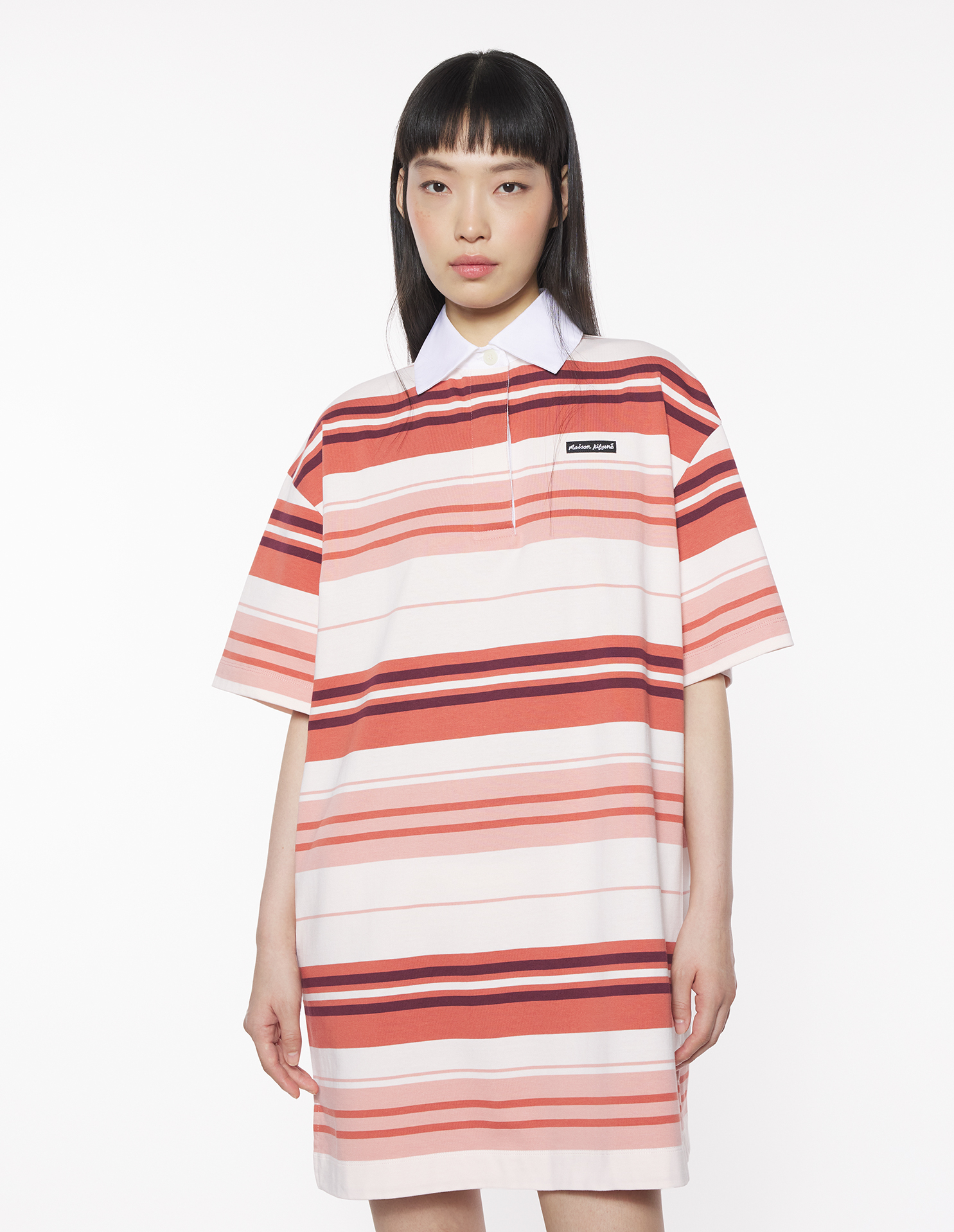 MAISON KITSUNE LABEL MULTI STRIPES POLO DRESS