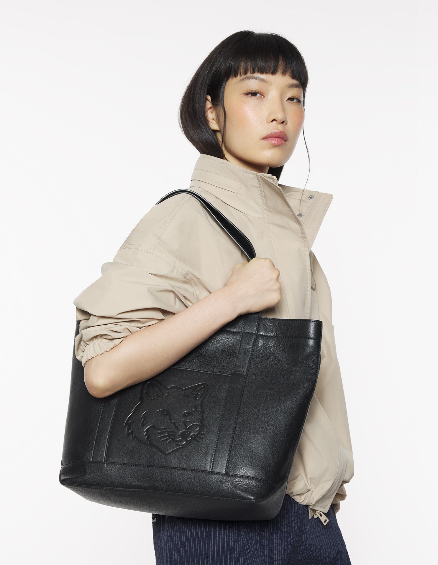 FOX HEAD LEATHER MEDIUM TOTE