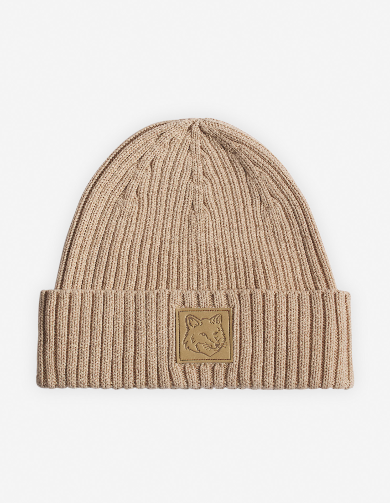 BOLD FOX HEAD LEATHER PATCH BEANIE